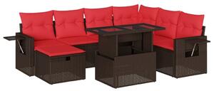 VidaXL 8 db barna polyrattan kerti kanapégarnitúra párnákkal