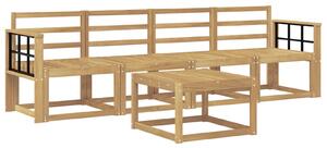 VidaXL Kültéri kanapé szett 5 pcs Fehér 59 x 59 x 37 cm Tömör Akácfa