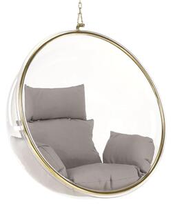 Függő fotel, átlátszó/arany/szürke, BUBBLE NEW TYP 1