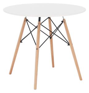 Étkezőasztal, fehér/bükk, átmérő 80 cm, GAMIN 2 NEW 80