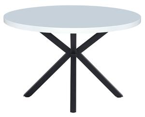 Étkezőasztal, fehér matt/fekete, átmérő 120 cm, MEDOR