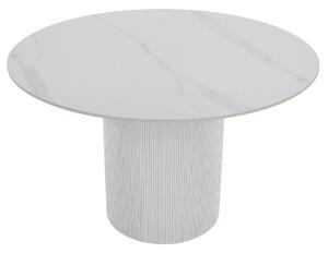 Étkezőasztal, fehér márvány/MDF, átmérő 120 cm, MAHIR TYP 1