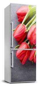 Dekor matrica hűtőre Piros tulipánok