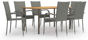 7 részes szürke polyrattan kerti étkezőgarnitúra