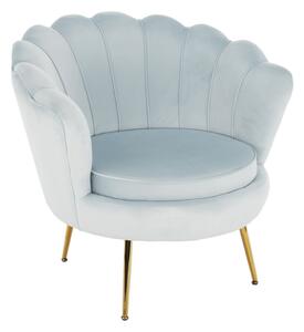 Fotel Art-deco stílusban, szürke-kék Velvet anyag/gold chróm-arany, NOBLIN
