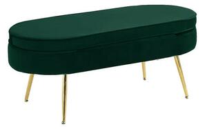 Luxus zsámoly/puff, smaragd Velvet szövet/króm arany, Art-deco, NOBLIN TABURET TYP 2