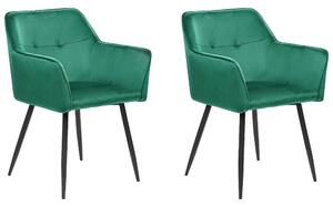Bársony Étkező szék 2 részes készlet Smaragdzöld JASMIN