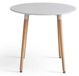 Étkezőasztal, fehér/bükk, átmérő 80 cm, ELCAN NEW TYP 2