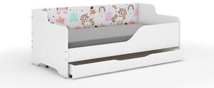 LILU gyerekágy laminált oldallal 160x80cm matraccal és ágyneműtartóval - szivárvány unikornis