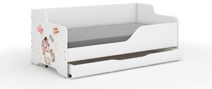 LILU gyerekágy laminált fronttal 160x80cm matraccal és ágyneműtartóval - szirvárvány unikornis