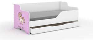 LILU gyerekágy laminált fronttal 160x80cm matraccal és ágyneműtartóval - rózsaszín unikornis