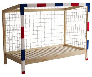 Montessori ágy, természetes/fehér/kék/piros, 90x200, FUTAL