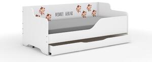 LILU gyerekágy laminált oldallal 160x80cm matraccal és ágyneműtartóval - majom