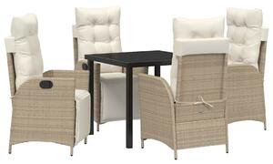 VidaXL Kert étkező szett 5 pcs Bézs Poli rattan