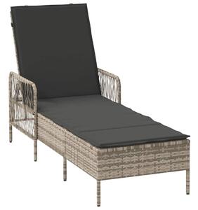 VidaXL Napozóágy párnával Világosszürke 157 x 55 x 92cm polirattan