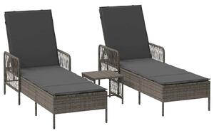 VidaXL Napozóágy párnával 2 pcs Szürke 35 x 35 x 32cm polirattan