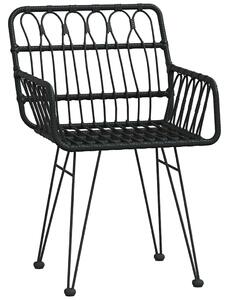VidaXL Kert étkező szett 5 pcs Fekete Poli rattan