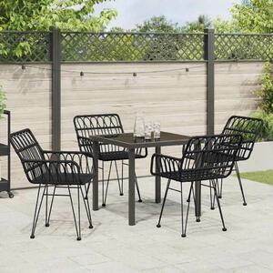 VidaXL Kert étkező szett 5 pcs Fekete Poli rattan