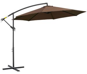 Outsunny kültéri napernyő tekerőkarral, acélból és UV-álló poliészterből, Ø295x245 cm, kávébarna