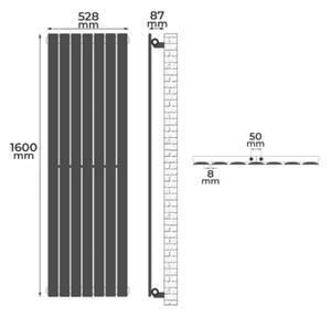AQUAMARIN Függőleges radiátor 1600 x 528 x 52 mm