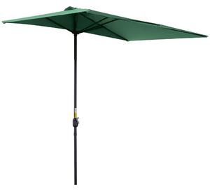 Outsunny félkör alakú fali napernyő tekerős nyílással és szellőzőnyílásokkal, 230x130x245 cm, zöld