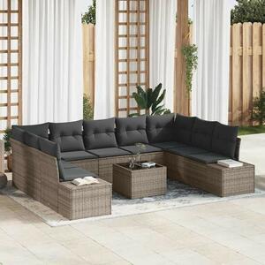 Kerti Kanapé Szett 10 pcs Szürke 289 x 209 x 85 cm Poli rattan