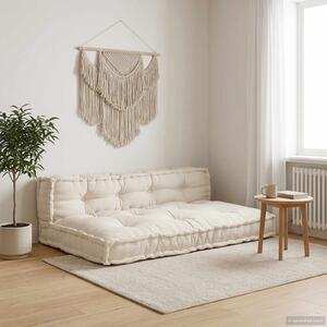 VidaXL Pallet Sofa Párna 2 db Szövet Krémszínű 120 x 80 x 38 cm