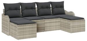 VidaXL Kerti Kanapé Szett párnával 6 pcs Világosszürke Poli rattan