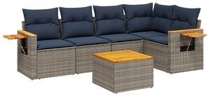 VidaXL 6 részes szürke polyrattan kerti ülőgarnitúra párnával
