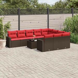 VidaXL 11 részes barna polyrattan kerti ülőgarnitúra párnákkal