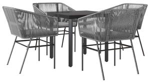 VidaXL 5 részes szürke polyrattan üveg kerti étkezőgarnitúra párnával