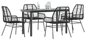 VidaXL 5 részes fekete polyrattan üveg kerti étkezőgarnitúra