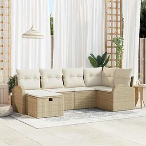 VidaXL Kerti Kanapé Szett párnával tárolóval 6 pcs Bézs Poli rattan