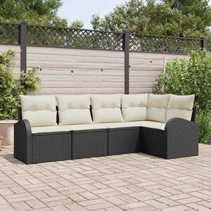 VidaXL Kerti Kanapé Szett párnával 5 pcs Fekete és fehér Poli rattan