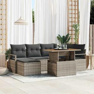 VidaXL Kerti Kanapé Szett tárolóval 7 pcs Szürke Poli rattan