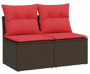 VidaXL 2 részes barna polyrattan akácfa kerti ülőgarnitúra párnákkal