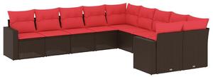 VidaXL 10 részes barna polyrattan kerti ülőgarnitúra párnákkal