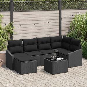 VidaXL Kert étkező szett 7 pcs Fekete Poli rattan és porfestett acél