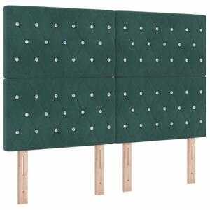VidaXL LED ágytámla LED szalagokkal Sötétzöld 144 cm Bársony