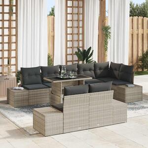 VidaXL Kerti Kanapé Szett tárolóval 9 pcs Világosszürke Poli rattan