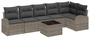 VidaXL Kerti Kanapé Szett párnával 7 pcs Szürke Poli rattan