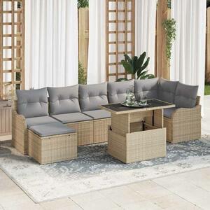 VidaXL Kerti Kanapé Szett párnával 8 pcs Bézs Poli rattan