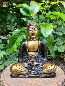 Buddha szobor - Fekete és arany - 15 cm