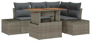 VidaXL Kerti Kanapé Szett tárolóval 5 pcs Szürke Poli rattan
