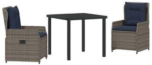 VidaXL Kert étkező szett 3 pcs Szürke Poli rattan