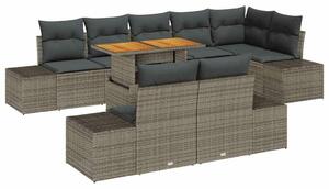 VidaXL Kerti Kanapé Szett tárolóval 9 pcs Szürke Poli rattan