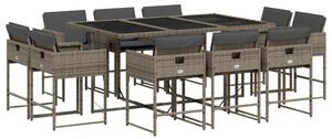 VidaXL 11 részes szürke polyrattan kerti ülőgarnitúra párnákkal