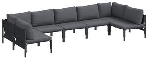 VidaXL Kerti Kanapé Szett párnával 7 pcs Fekete Acél