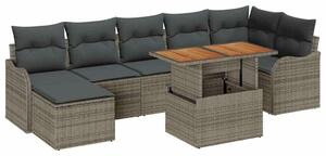 VidaXL Kerti Kanapé Szett tárolóval 8 pcs Szürke Poli rattan