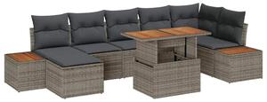 VidaXL Kerti Kanapé Szett tárolóval 8 pcs Szürke Poli rattan